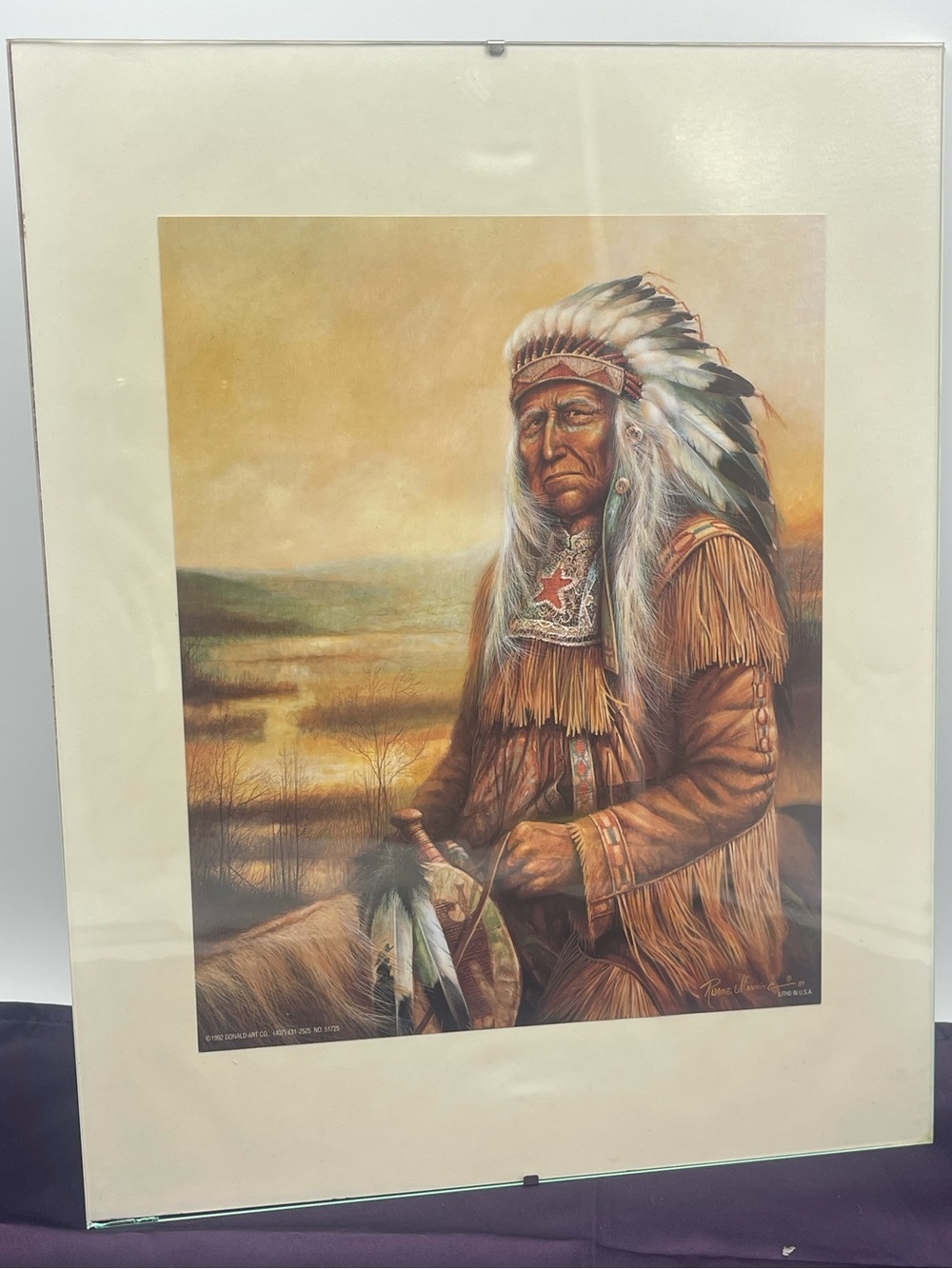 Lithograph Art by Ruane Manning - Native American Chief Titled “Untold Wisdom"